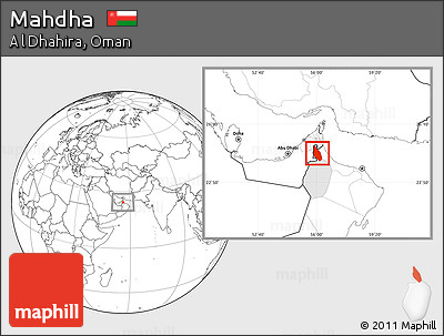 Blank Location Map of Mahdha, highlighted parent region