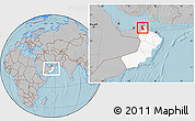 Gray Location Map of Mahdha, highlighted country, within the entire country, hill shading