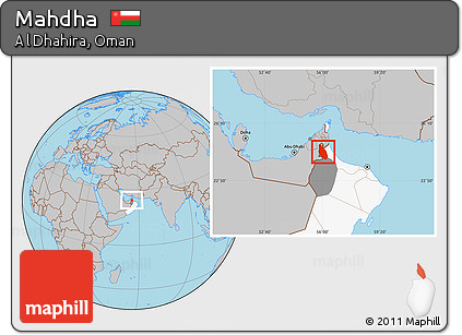 Gray Location Map of Mahdha, highlighted country, highlighted parent region