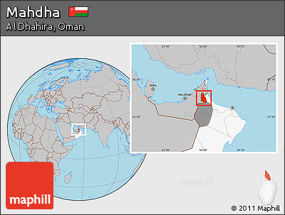 Gray Location Map of Mahdha, highlighted country, highlighted parent region