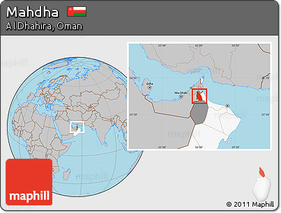 Gray Location Map of Mahdha, highlighted country, highlighted parent region