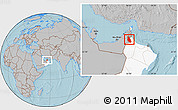 Gray Location Map of Mahdha, highlighted country, hill shading