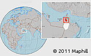 Gray Location Map of Mahdha, highlighted parent region, hill shading