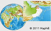 Physical Location Map of Mahdha, highlighted country, within the entire country