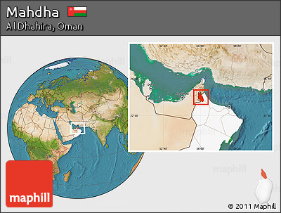 Satellite Location Map of Mahdha, highlighted country