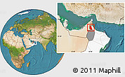 Satellite Location Map of Mahdha, highlighted country, highlighted parent region