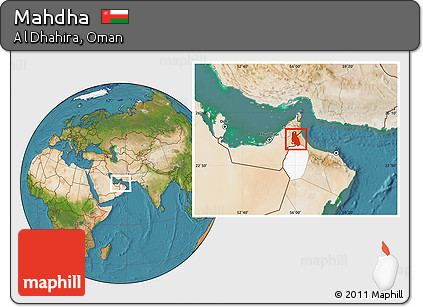 Satellite Location Map of Mahdha, highlighted parent region