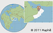 Savanna Style Location Map of Mahdha, highlighted country, highlighted parent region, within the entire country