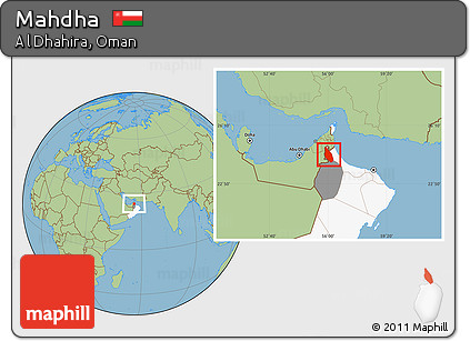 Savanna Style Location Map of Mahdha, highlighted country, highlighted parent region