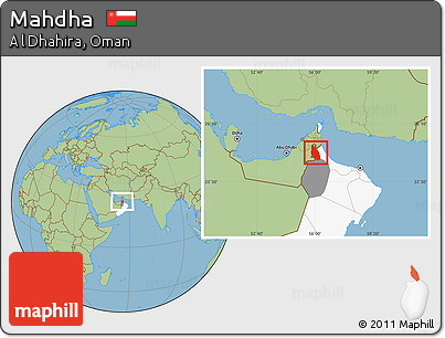 Savanna Style Location Map of Mahdha, highlighted country, highlighted parent region