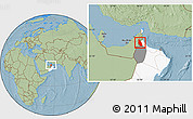 Savanna Style Location Map of Mahdha, highlighted country, highlighted parent region, hill shading