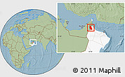 Savanna Style Location Map of Mahdha, highlighted country, hill shading