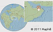 Savanna Style Location Map of Mahdha, highlighted parent region, within the entire country, hill shading