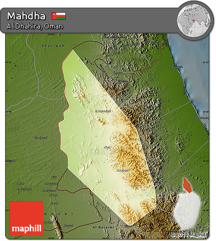 Physical Map of Mahdha, darken