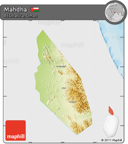 Physical Map of Mahdha, single color outside