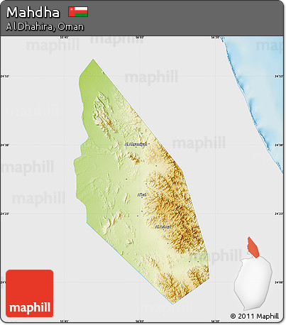 Physical Map of Mahdha, single color outside