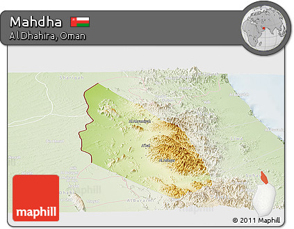 Physical Panoramic Map of Mahdha, lighten