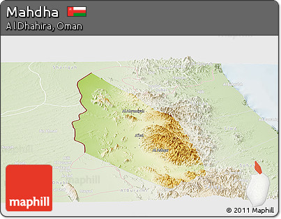 Physical Panoramic Map of Mahdha, lighten