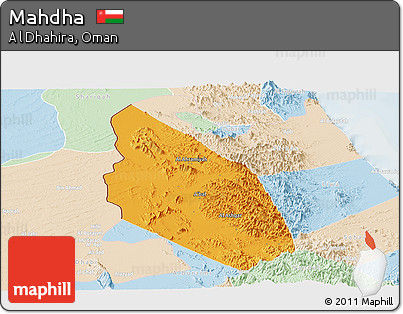 Political Panoramic Map of Mahdha, lighten