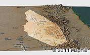 Satellite Panoramic Map of Mahdha, darken
