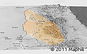 Satellite Panoramic Map of Mahdha, desaturated
