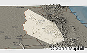 Shaded Relief Panoramic Map of Mahdha, darken