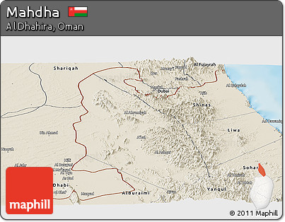 Shaded Relief Panoramic Map of Mahdha