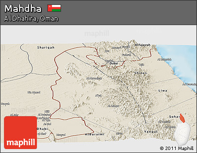 Shaded Relief Panoramic Map of Mahdha
