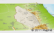 Shaded Relief Panoramic Map of Mahdha, physical outside