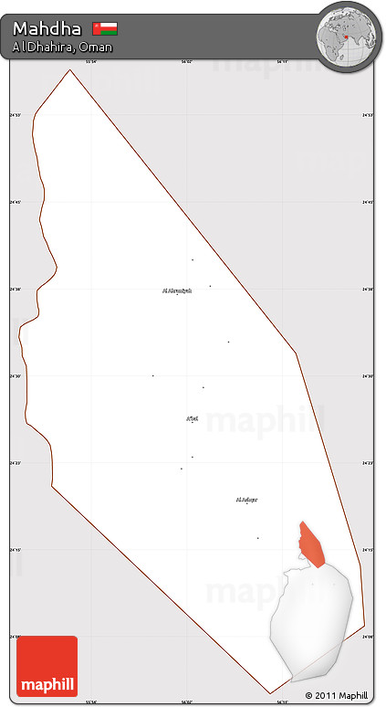 Classic Style Simple Map of Mahdha, cropped outside