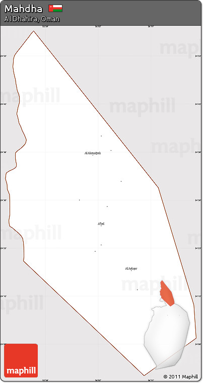 Classic Style Simple Map of Mahdha, cropped outside