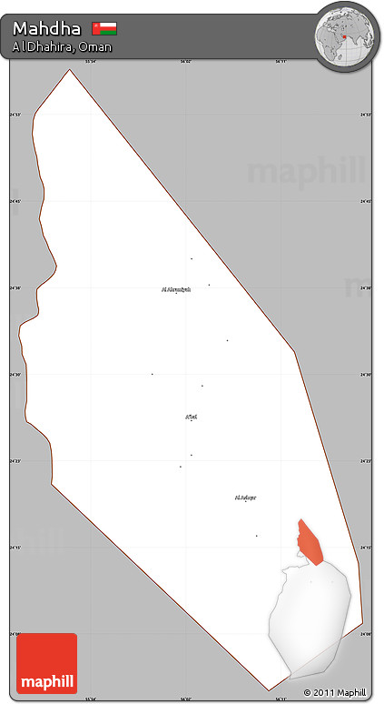 Gray Simple Map of Mahdha, cropped outside