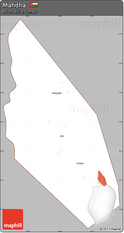 Gray Simple Map of Mahdha, cropped outside