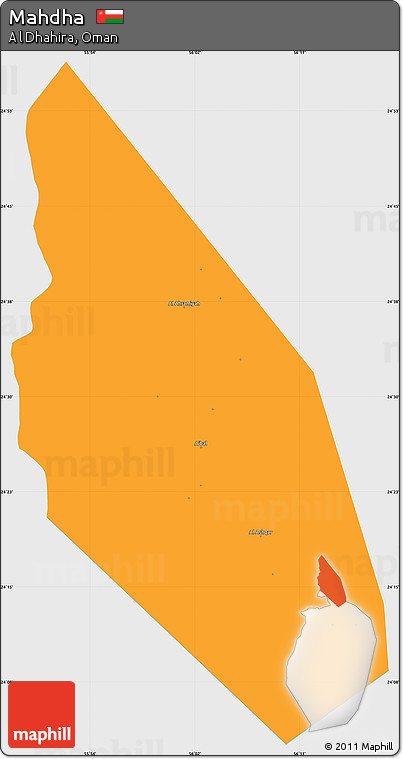 Political Simple Map of Mahdha, single color outside