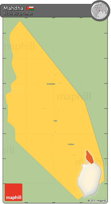 Savanna Style Simple Map of Mahdha, single color outside