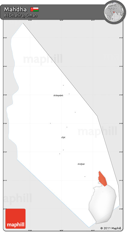 Silver Style Simple Map of Mahdha, single color outside