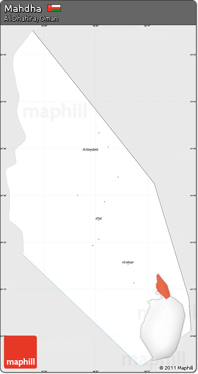 Silver Style Simple Map of Mahdha, single color outside