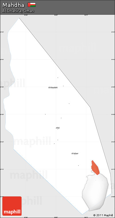 Silver Style Simple Map of Mahdha, single color outside