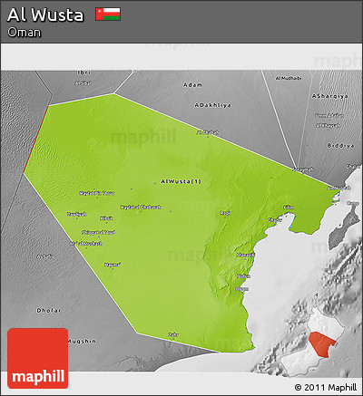 Physical 3D Map of Al Wusta, desaturated