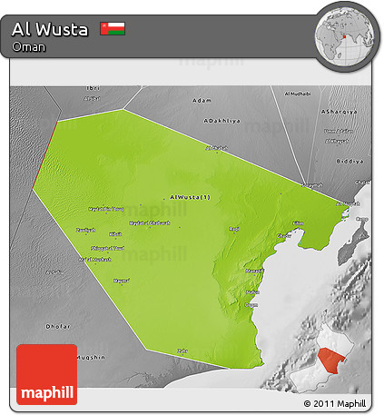 Physical 3D Map of Al Wusta, desaturated