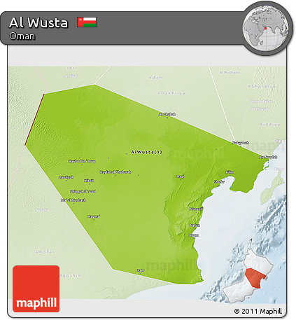 Physical 3D Map of Al Wusta, lighten