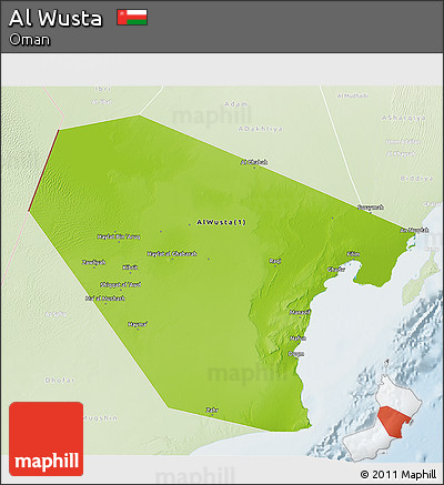 Physical 3D Map of Al Wusta, lighten
