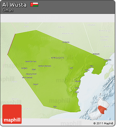 Physical 3D Map of Al Wusta, lighten