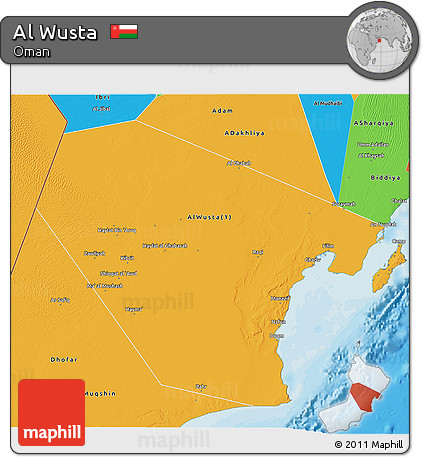 Political 3D Map of Al Wusta