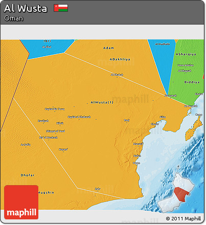 Political 3D Map of Al Wusta