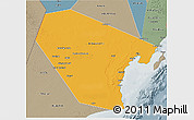 Political 3D Map of Al Wusta, semi-desaturated
