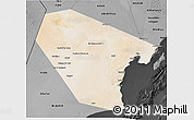 Satellite 3D Map of Al Wusta, darken, desaturated