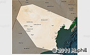 Satellite 3D Map of Al Wusta, darken