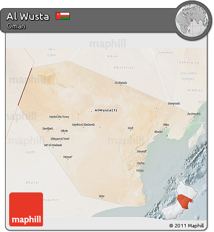 Satellite 3D Map of Al Wusta, lighten