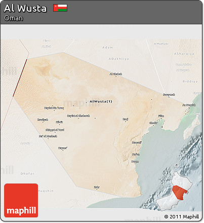 Satellite 3D Map of Al Wusta, lighten